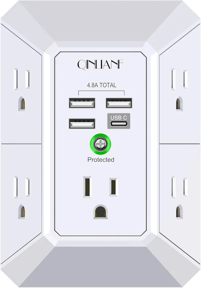 QINLIANF Wall Charger and Surge Protector – One Plug, Countless Conveniences