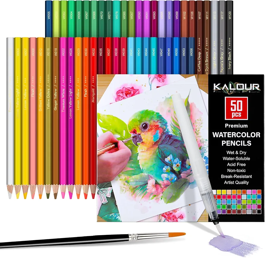 🎨 KALOUR Watercolor Pencils – Creative Freedom with 50 Brilliant Colors