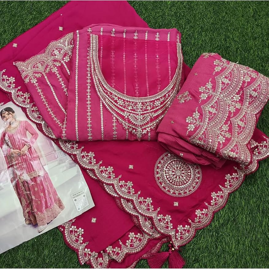 ✨ Heavy Embroidered Sharara Suit Set — A Royal Choice for Festivals and Weddings