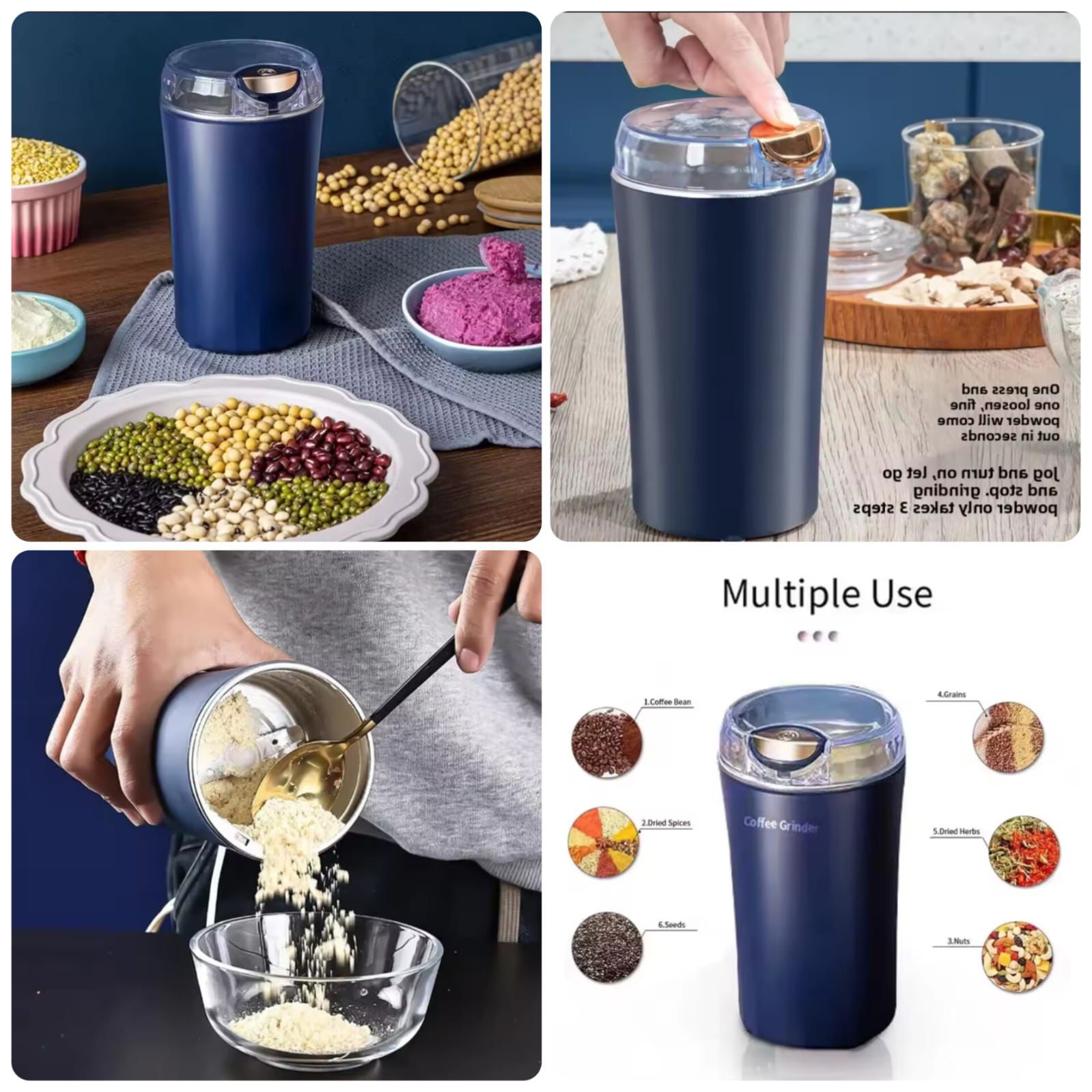 Multifunctional Electric Grinder – High Power Stainless Steel Kitchen Mill