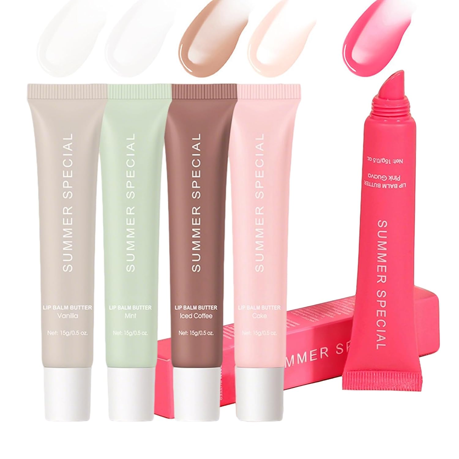 5 Pack Summer Special Lip Butter Set – Hydrating Lip Gloss & Lip Care Balm